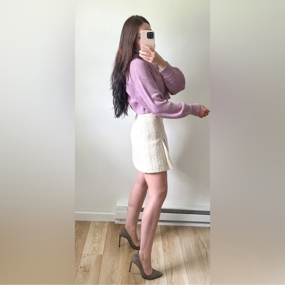 Milly New York Cream Ivory Wool Preppy Tweed Pleated Mini Skirt sz 6 - Picture 10 of 11